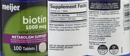 Label for Biotin 1000 mcg