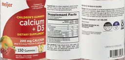 Label for Calcium+ D3 Children's Gummies 