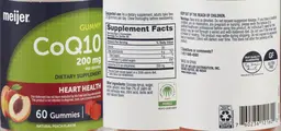 Label for CoQ10 Gummy 200 mg Natural Peach Flavor