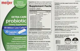 Label for Extra Care Probiotic