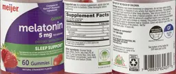 Label for Melatonin 5 mg Gummy Natural Strawberry Flavor