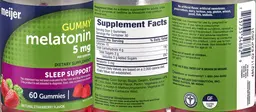Label for Melatonin 5 mg Gummy Natural Strawberry Flavor