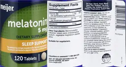 Label for Melatonin 5 mg