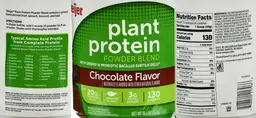 Label for Plant Protein Powder Blend Chocolate Flavor