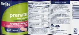 Label for Prenatal with Folic Acid