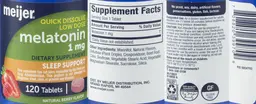Label for Quick Dissolve Low Dose Melatonin 1 mg