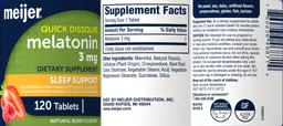 Label for Melatonin 3 mg Quick Dissolve Natural Berry Flavor