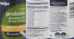 Label for Ultra Probiotic 25 Billion CFU