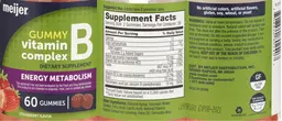 Label for Vitamin B Complex Gummy Strawberry Flavor