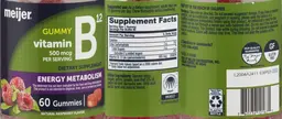 Label for Vitamin B12 500 mcg Natural Raspberry Flavor
