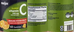 Label for Vitamin C 240 mg Gummy Natural Orange
