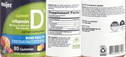 Label for Vitamin D3 50 mcg (2,000 IU) Gummy