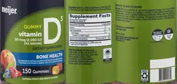 Label for Vitamin D3 50 mcg (2,000 IU) Gummy