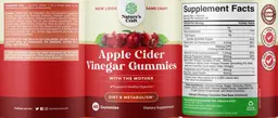Label for Apple Cider Vinegar Gummies