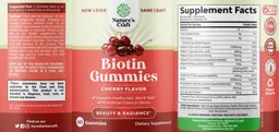 Label for Biotin Gummies Cherry Flavor