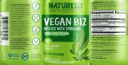 Label for Vegan B12 1000 mcg Infused with Spirulina