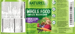 Label for Whole Food Complete Multivitamin + Immune Blend with Elderberry & Mushrooms