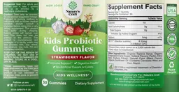 Label for Kids Probiotic Gummies Strawberry Flavor