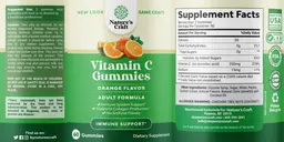 Label for Vitamin C Gummies Orange Flavor