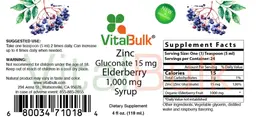 Label for Zinc Gluconate 15 mg Elderberry 1,000 mg Syrup