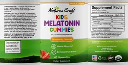 Label for Kids Melatonin Gummies Strawberry Flavored