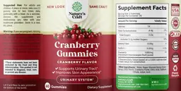 Label for Cranberry Gummies Cranberry Flavor
