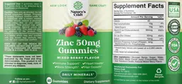 Label for Zinc 50 mg Gummies Mixed Berry Flavor