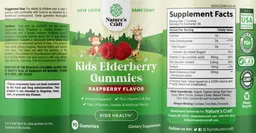 Label for Kids Elderberry Gummies Raspberry Flavor