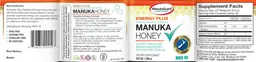 Label for Energy Plus Manuka Honey