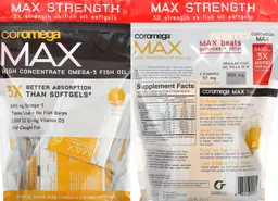 Label for Max High Concentrate Omega-3 Fish Oil 2400 mg Citrus Burst