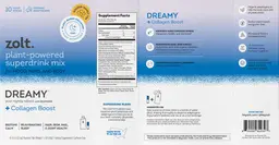 Label for Dreamy + Collagen Boost Ginger Honey Tea