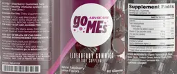 Label for GO MEs Elderberry Gummies Natural Raspberry Flavor