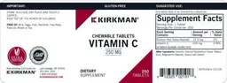 Label for Chewable Vitamin C 250 mg