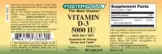 Label for Vitamin D-3 5000 IU