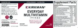 Label for Everyday Multivitamin without A & D