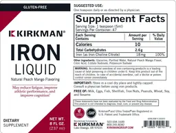 Label for Iron Liquid Natural Peach Mango Flavoring
