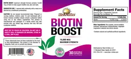 Label for Biotin Boost 10,000 mcg