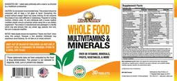 Label for Whole Food Multivitamins & Minerals