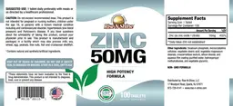 Label for Zinc 50 mg