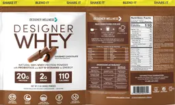 Label for Designer Whey Gourmet Chocolate
