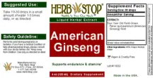 Label for American Ginseng