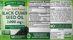 Label for Black Cumin Seed Oil 2,000 mg