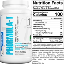 Label for Phormula-1 Vanilla Milkshake