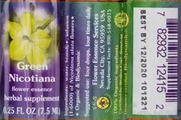 Label for Green Nicotiana Flower Essence