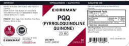 Label for PQQ (Pyrroloquinoline Quinone) 20 mg