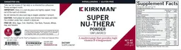 Label for Super Nu-Thera Powder Unflavored