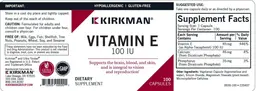 Label for Vitamin E 100 IU