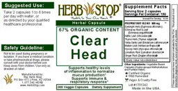 Label for Clear Head