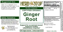Label for Ginger Root