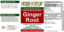 Label for Ginger Root